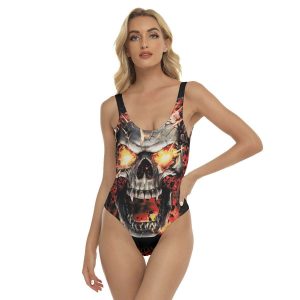 Flaming Skull Skeleton – Skull Clothing – Skull Bathing Suit